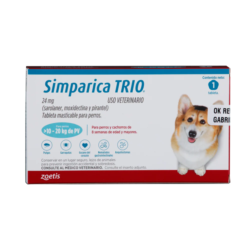 Desparasitante Interno Y Externo Para Perro Simparica Trio x1 Tableta - Image 4