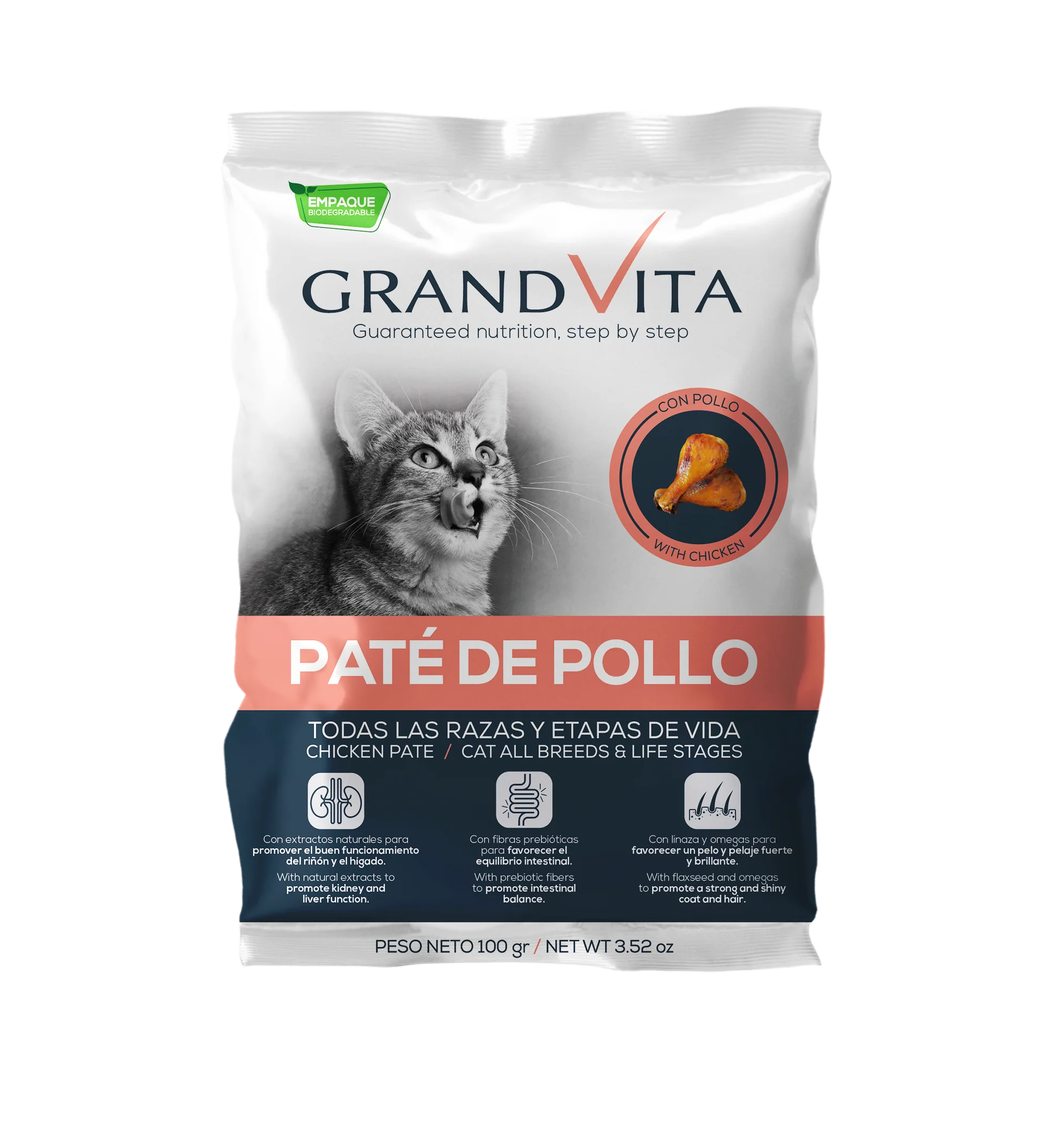Comida Húmeda para gato Grand Vita paté Pollo X 100gr