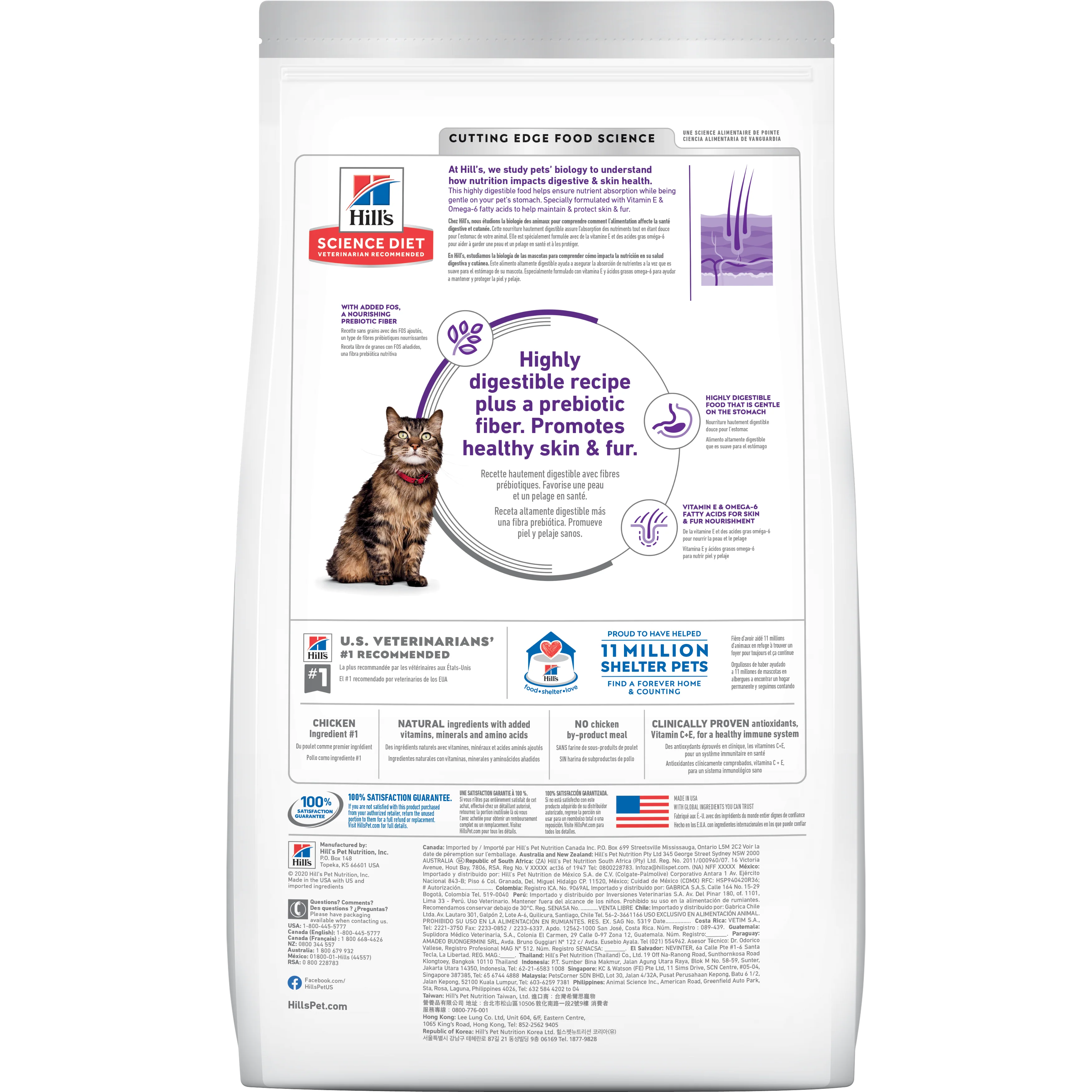 Hill's Science Diet alimento para gato adulto piel y estómago sensibles 3,5 Lb (1,59Kg) - Image 2