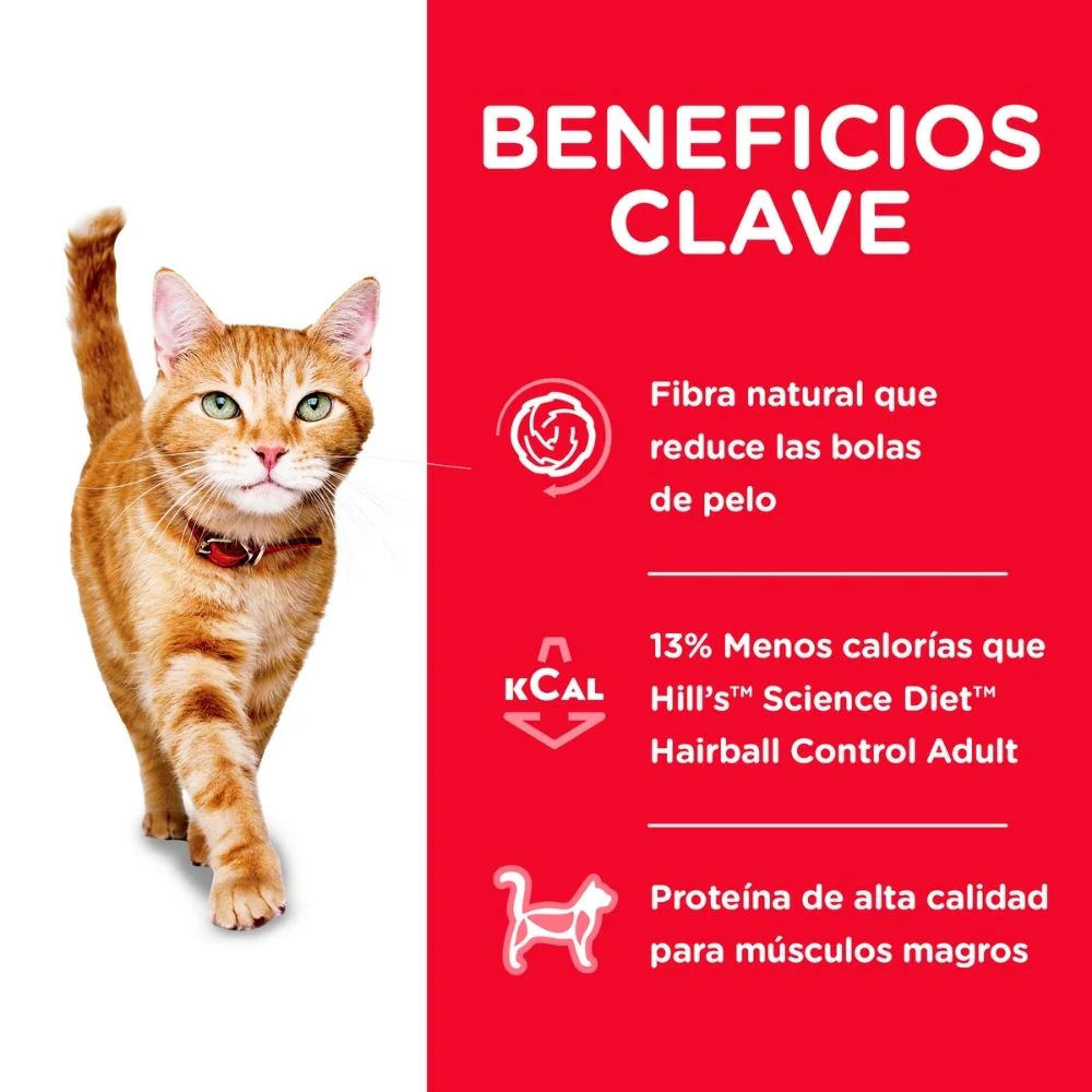 Hill's Science Diet Hairball Light alimento para gato bajo en calorías y control bolas de pelo 7 Lb (3,2Kg) - Image 5
