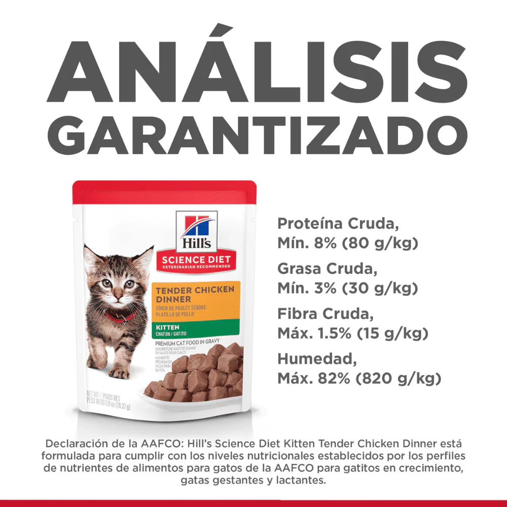 Hill's Sciende Diet Kitten alimento húmedo en pouch para gatito sabor pollo 79g - Image 2